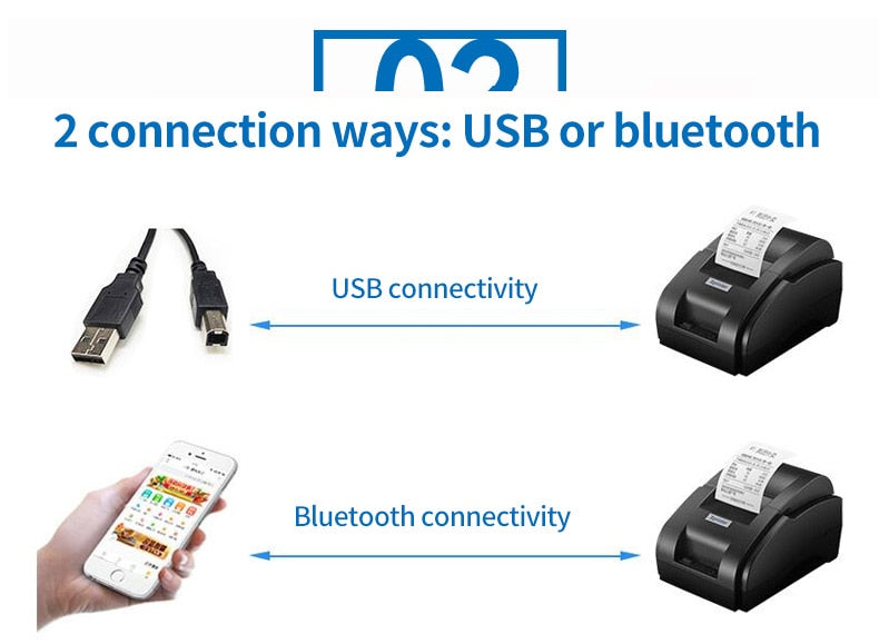 Impressora portátil via Bluetooth para recibos ou comprovantes